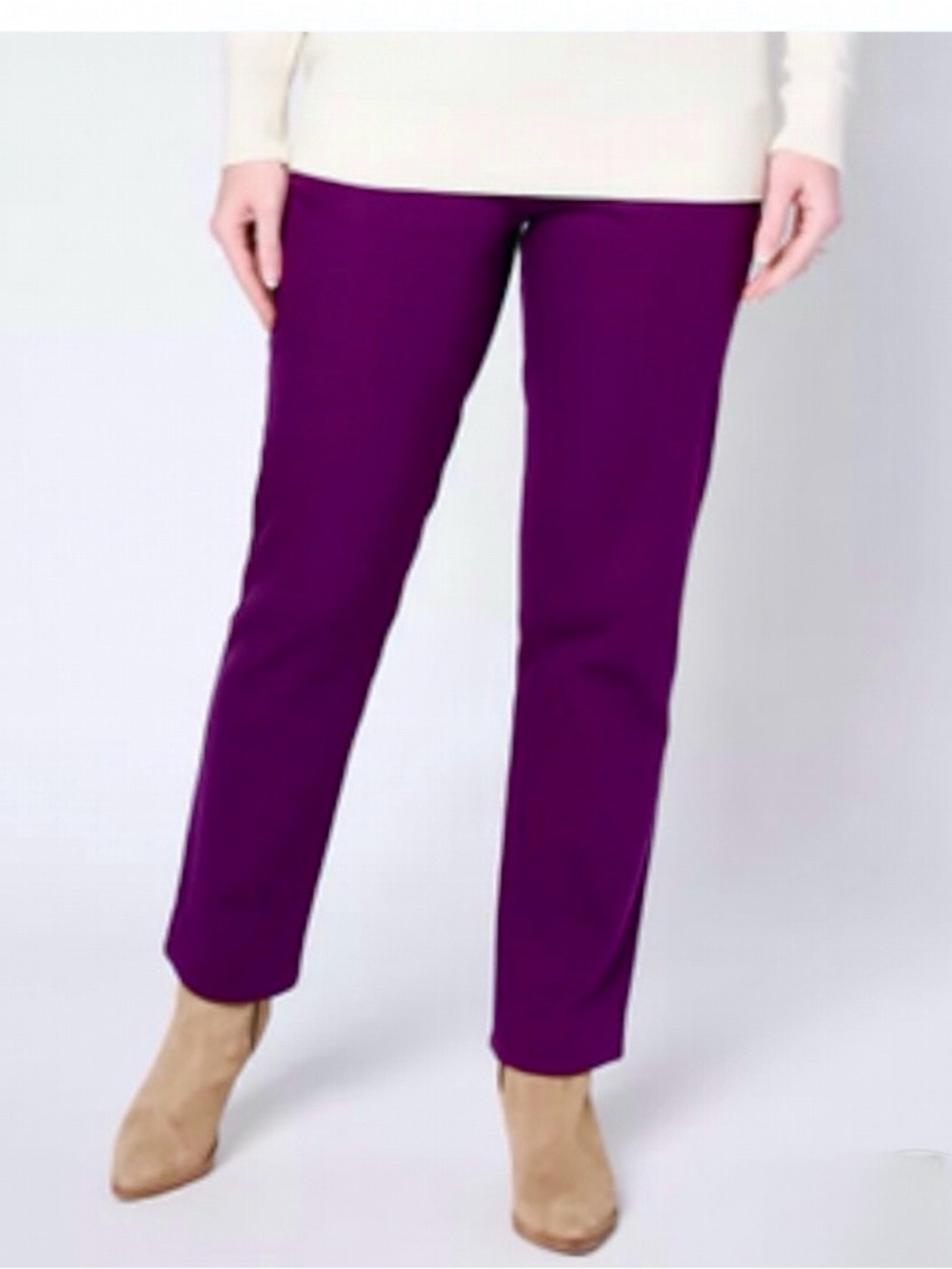 New Denim & Co. Original Waist Stretch Regular Side Pocket Pants / Purple / XXS